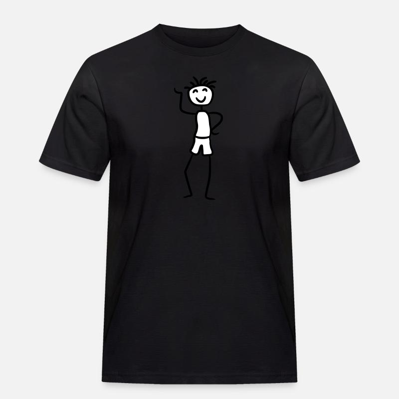 Glücklicher cooler Junge - Männer Workwear T-Shirt - Schwarz