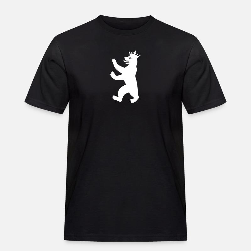 Berliner Bär mit Krone - Männer Workwear T-Shirt - Schwarz