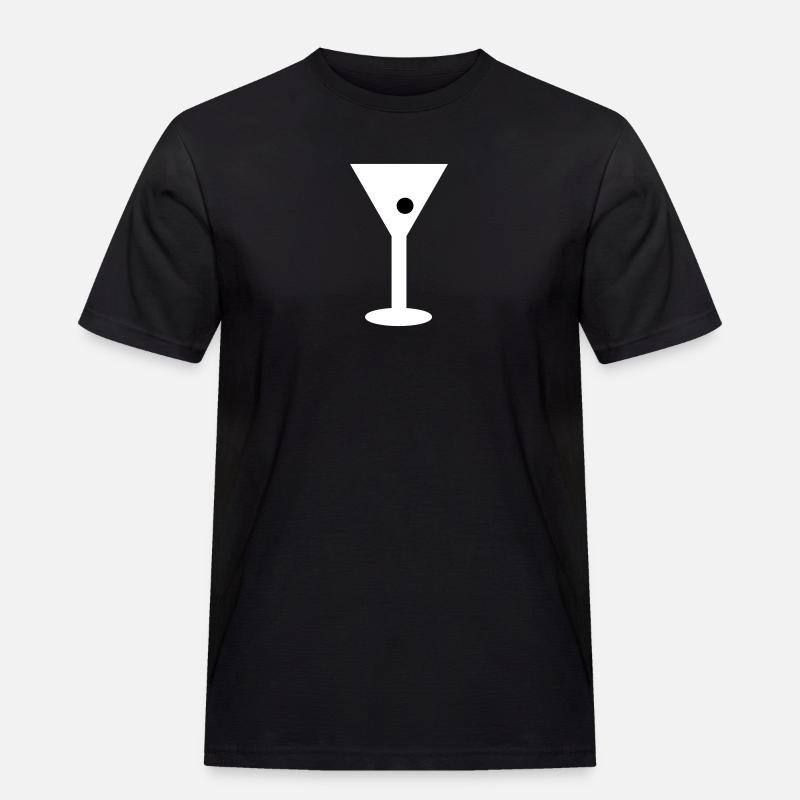 glas_mit_olive - Männer Workwear T-Shirt - Schwarz