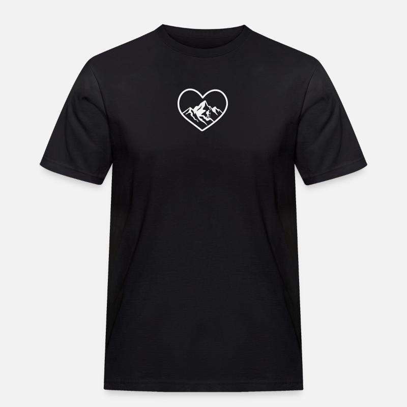 Herz Bergwanderer Panorama - Männer Workwear T-Shirt - Schwarz