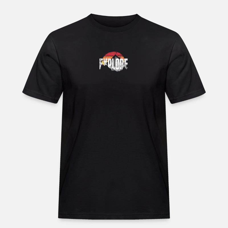 Entdecken Sie das Mountain Sunset Emblem - Männer Workwear T-Shirt - Schwarz
