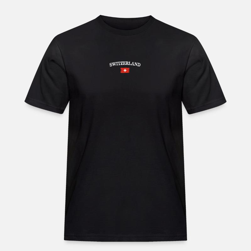 Schweizer Bürstenflaggenbogen - Männer Workwear T-Shirt - Schwarz