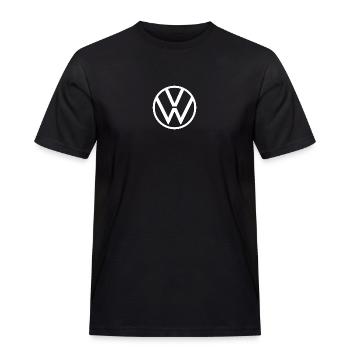 Volkswagen Weißes Klassisches VW Logo - Männer Workwear T-Shirt - Schwarz - Vorne - AI Model Male 178 light (178cm)