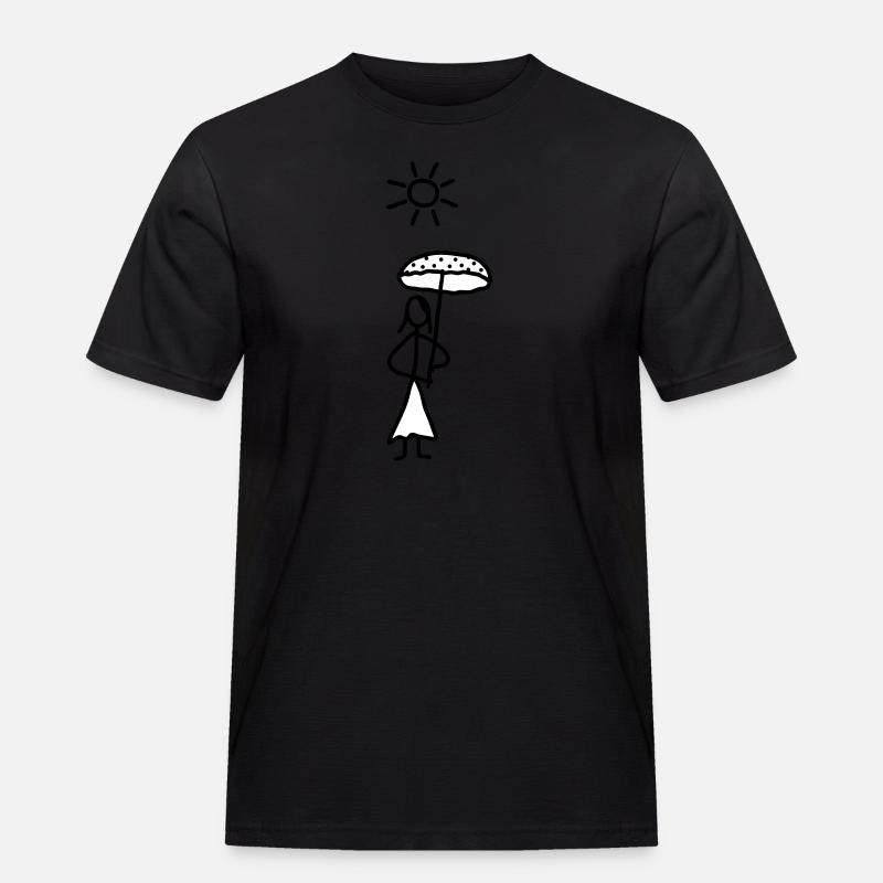 Lady mit Sonnenschirm - V2 - Männer Workwear T-Shirt - Schwarz