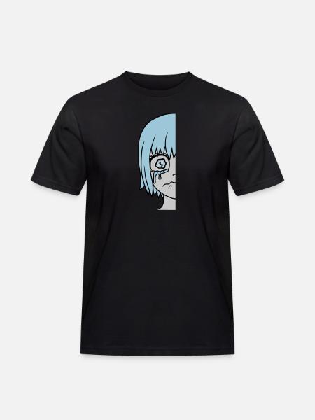 Half sad girl face - Men's Workwear T-Shirt - black