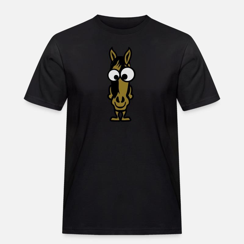 Pferd Tier Gesicht lustigen Comic-Pferd - Männer Workwear T-Shirt - Schwarz