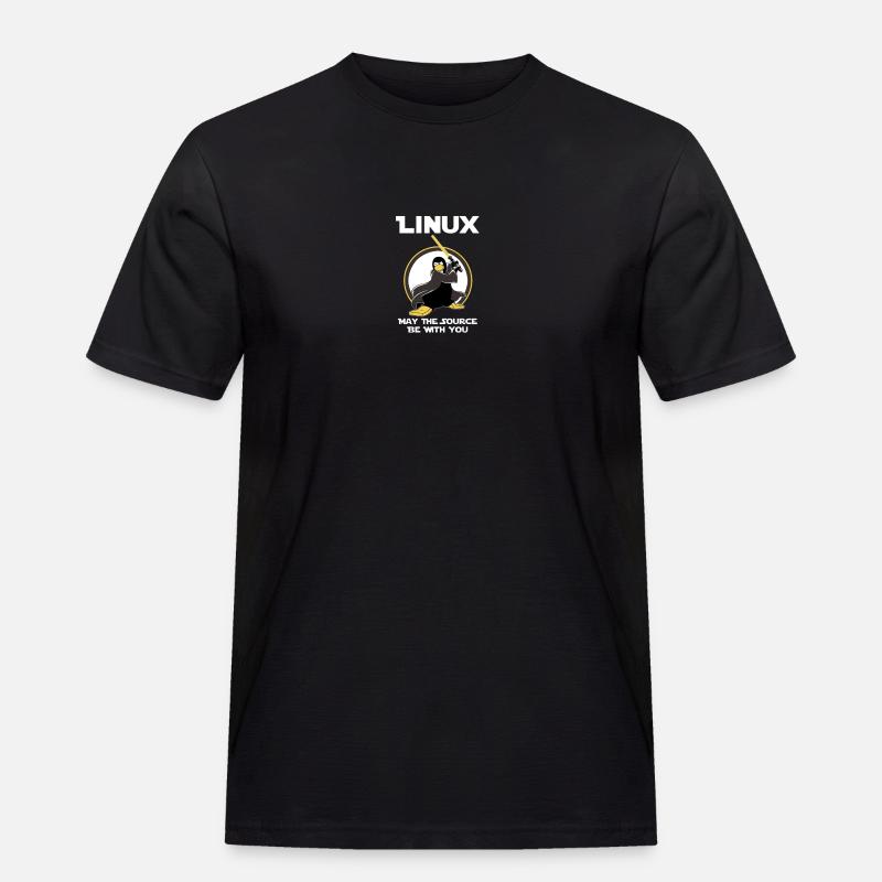 may_the_linux_source - Männer Workwear T-Shirt - Schwarz