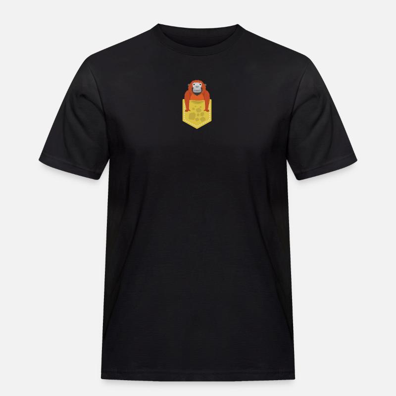Affe / Seitentasche / Geschenk / Kinder - Männer Workwear T-Shirt - Schwarz