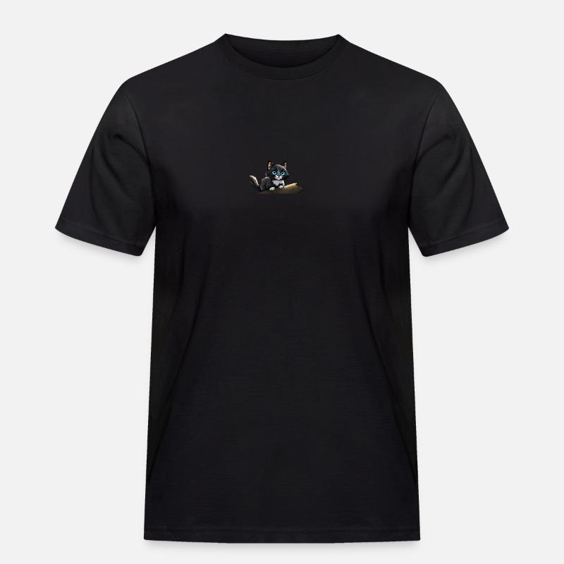 Cat on Tree - Männer Workwear T-Shirt - Schwarz