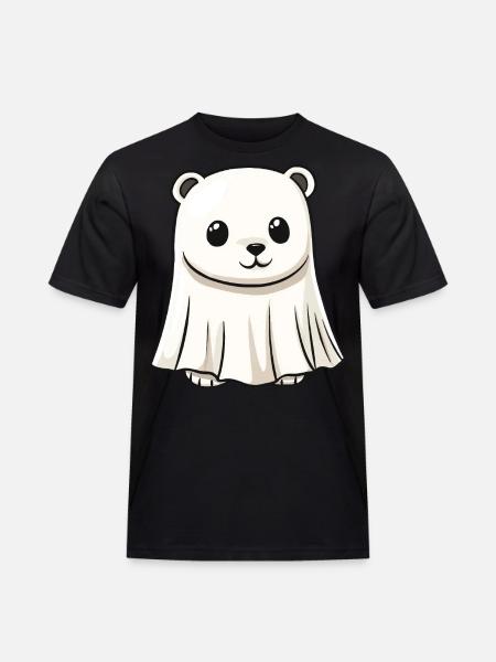 Eisbär Halloween Comic Geist - Männer Workwear T-Shirt - Schwarz