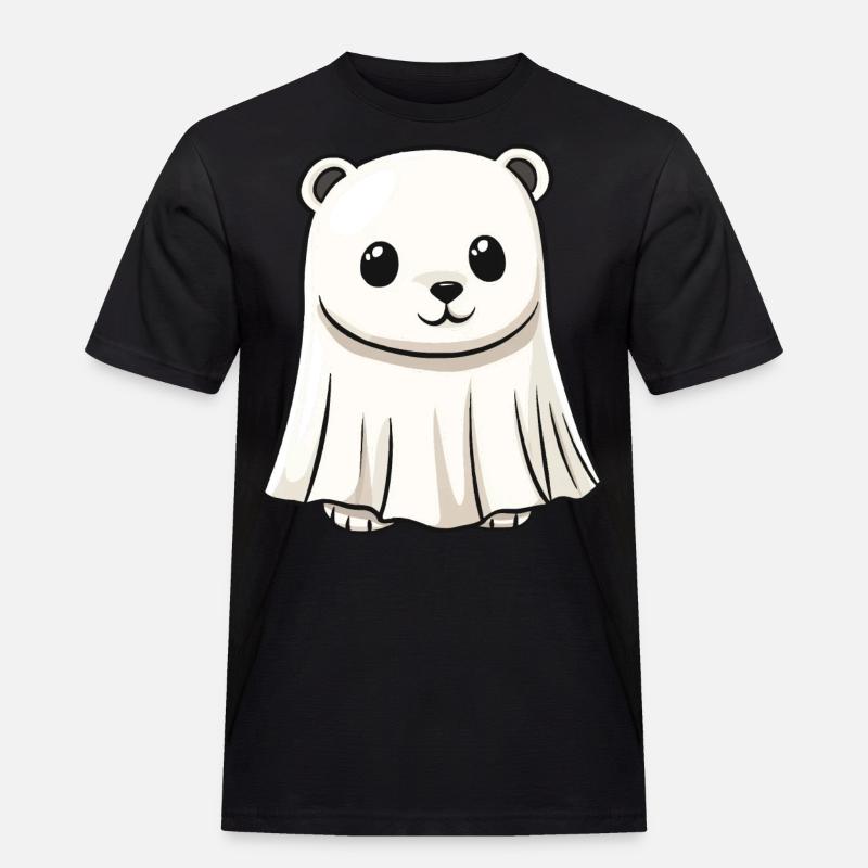 Eisbär Halloween Comic Geist - Männer Workwear T-Shirt - Schwarz