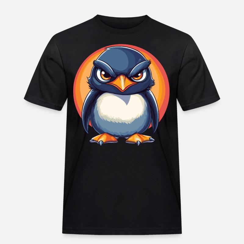 Grummeliger Pinguin - Männer Workwear T-Shirt - Schwarz