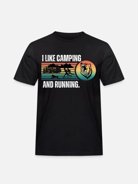 I like camping and running - Men's Workwear T-Shirt - black