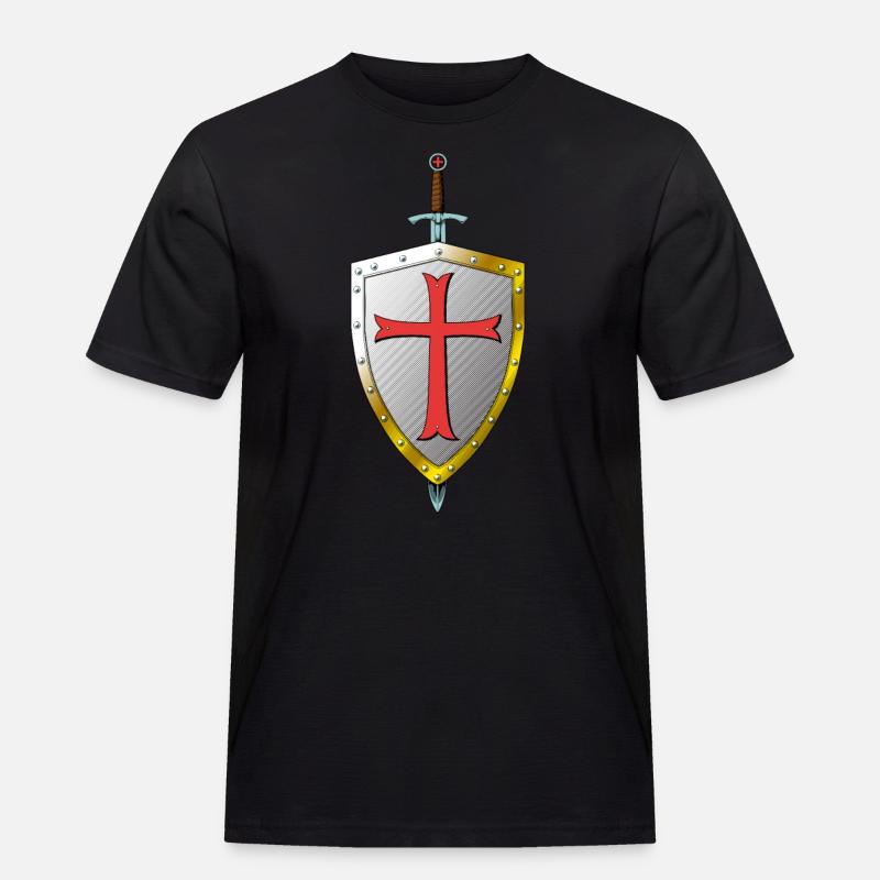 Templer Schild und Schwert - Tempelritter - Männer Workwear T-Shirt - Schwarz