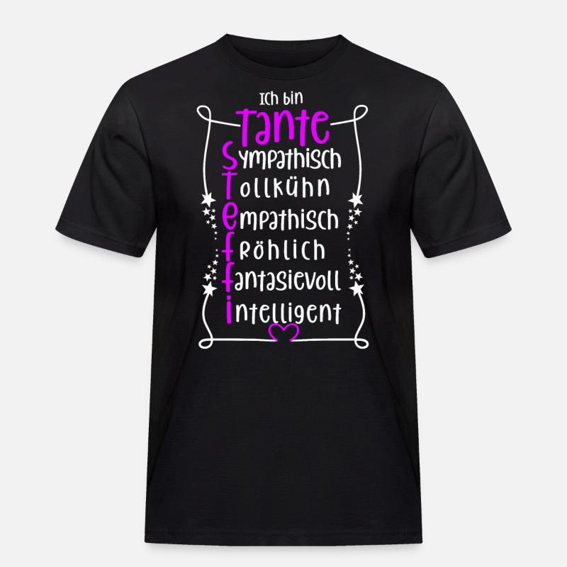 Steffi - beste Tante - Männer Workwear T-Shirt - Schwarz