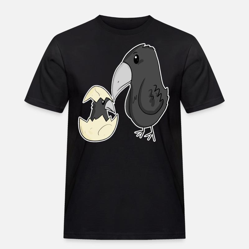 kråke med kråkeunge - Workwear T-Shirt for menn - svart