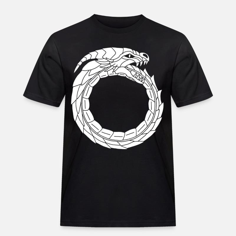 Verschlingender Weißer Drache - Männer Workwear T-Shirt - Schwarz