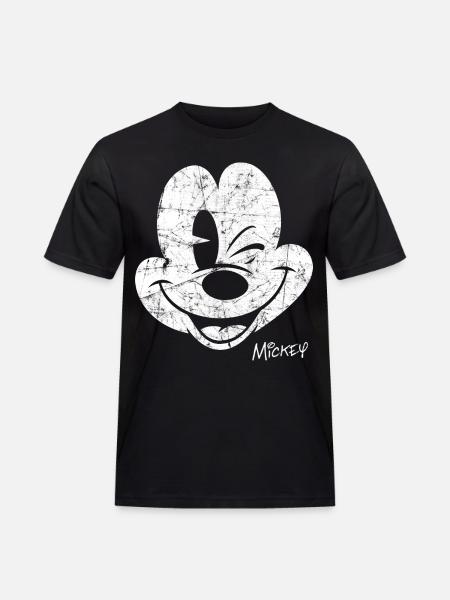 Mickey & Minnie Retro Mickey-Kopf Motiv - Männer Workwear T-Shirt - Schwarz