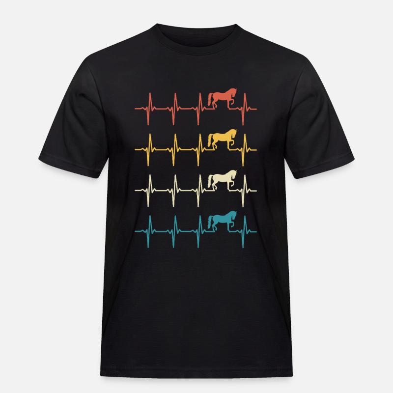 Retro Pferd Herzschlagpferd - Männer Workwear T-Shirt - Schwarz