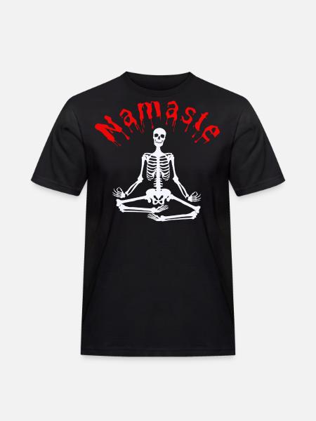Namaste Skeletton- Halloween - Männer Workwear T-Shirt - Schwarz