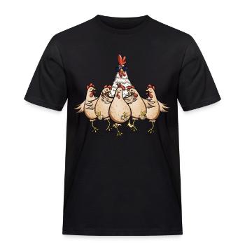 Hühner Hahn Chef Lustiges Huhn Design - Männer Workwear T-Shirt - Schwarz - Vorne - AI Model Male 178 light (178cm)
