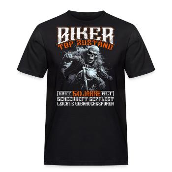 Motorradfahrer & Biker 50. Geburtstag - Männer Workwear T-Shirt - Schwarz - Vorne - AI Model Male 178 light (178cm)