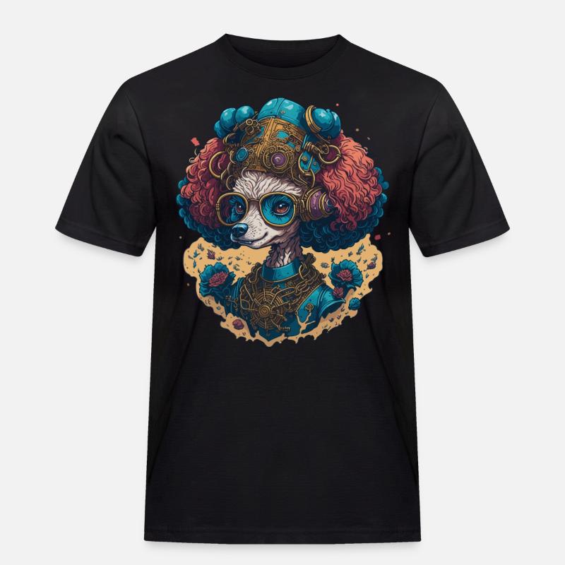Steampunk Poodle - Retro Meccanico Cane Pet - Maglietta da lavoro per uomo - nero
