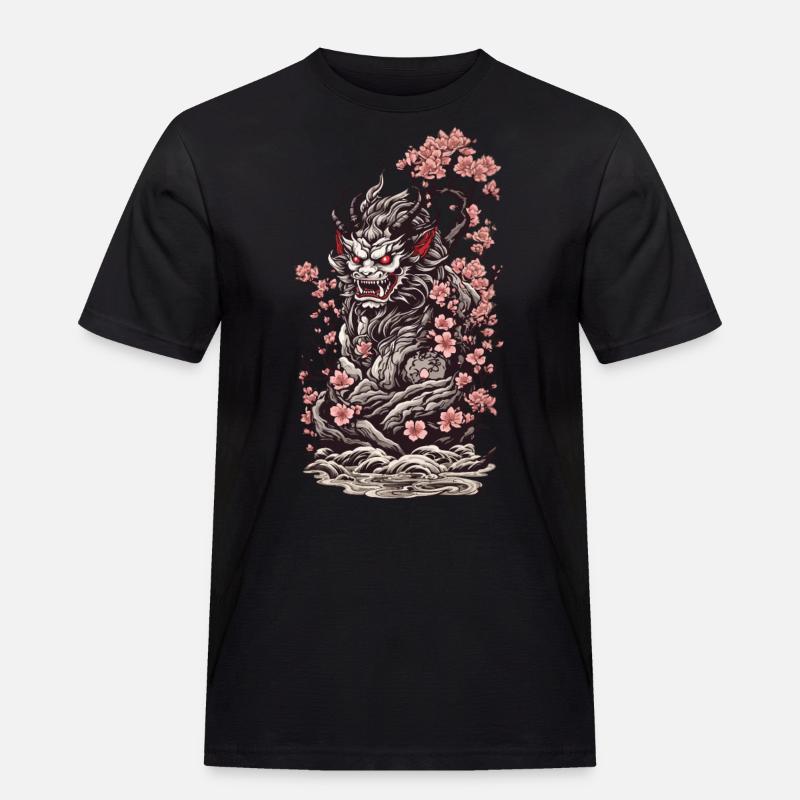 Kirschblüten Yokai Oni Ukiyo-E Ästhetik - Männer Workwear T-Shirt - Schwarz