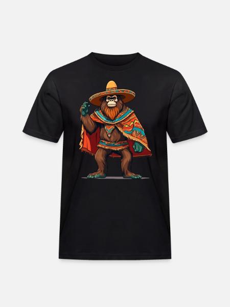 Mexican Bigfoot Sasquatch Sombrero - Men's Workwear T-Shirt - black