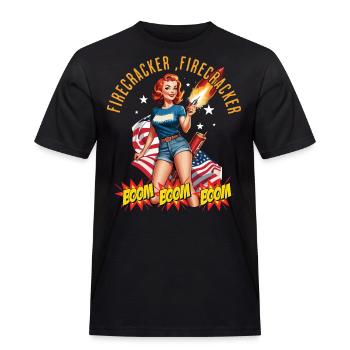 Firecracker Girl Retro Vintage Design - Men's Workwear T-Shirt - black - Front - AI Model Male 178 light (178cm)