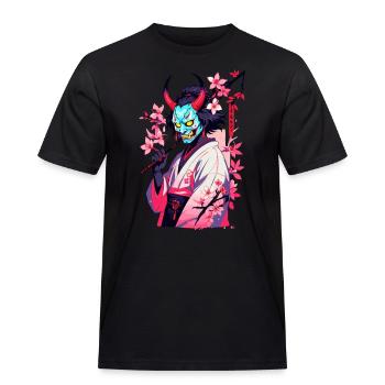 Oni Samouraï Vaporwave Esthétique Démon Japonais - T-shirt Workwear homme - noir - Devant - AI Model Male 178 light (178cm)