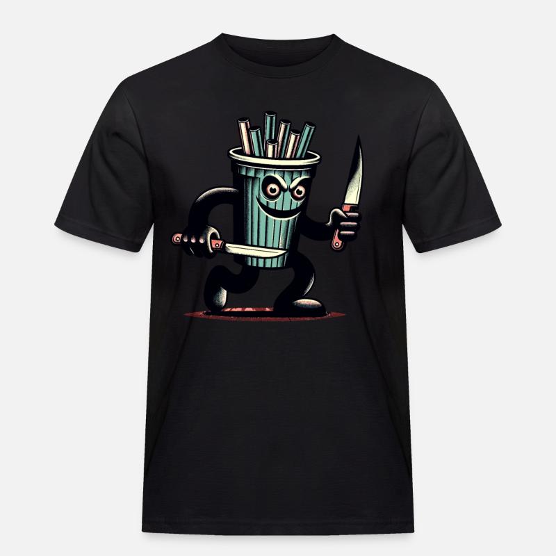 Unheimlicher Psycho Trinkbecher Getränke - Männer Workwear T-Shirt - Schwarz