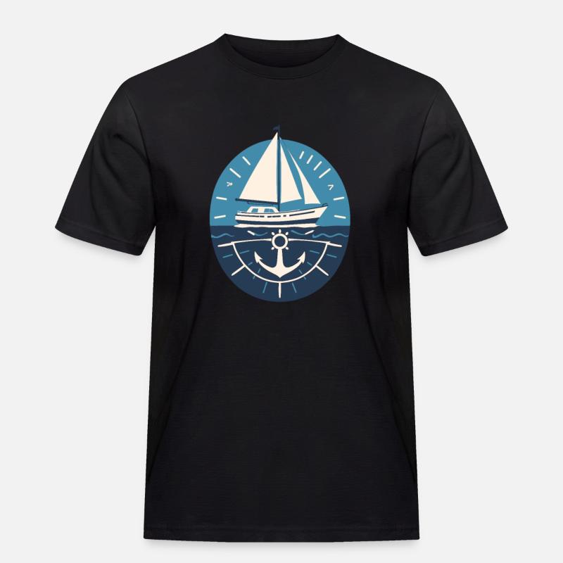 äSegelboot Mit Anker Und Meer - Männer Workwear T-Shirt - Schwarz