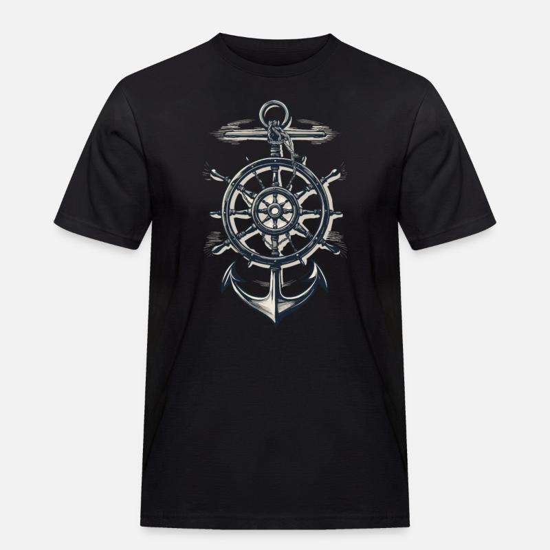 Maritimer Kompass Anker Symbol - Männer Workwear T-Shirt - Schwarz