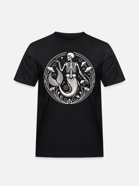 Mystical Skeleton Mermaid Art - Men's Workwear T-Shirt - black