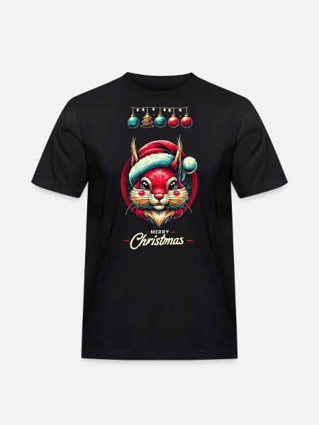 Merry Christmas Squirrel Motif - Men's Workwear T-Shirt - black
