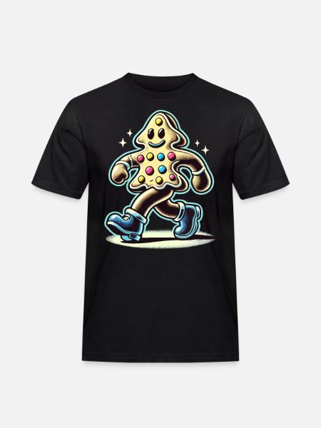 Lebkuchenmann Mit Stiefeln Lächelnd - Männer Workwear T-Shirt - Schwarz