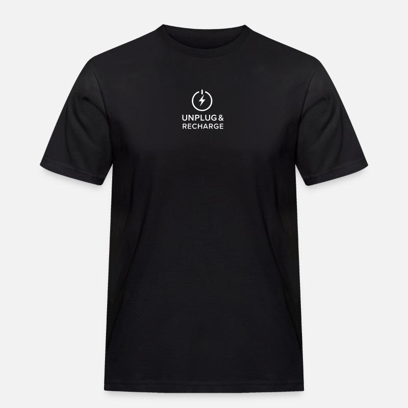 UNPLUG & RECHARGE. - Men's Workwear T-Shirt - black