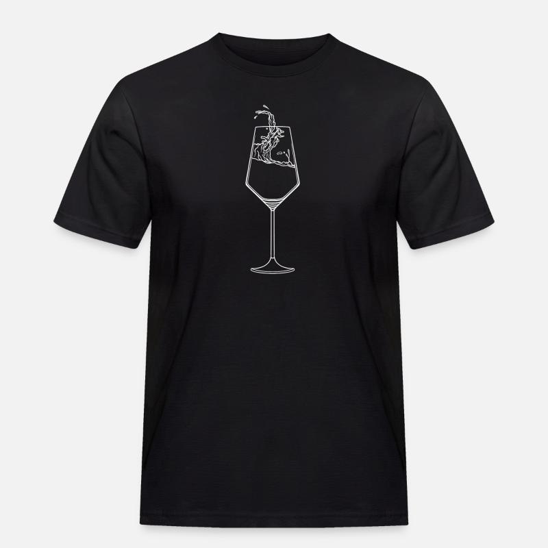Weinglas mit Wein - Männer Workwear T-Shirt - Schwarz