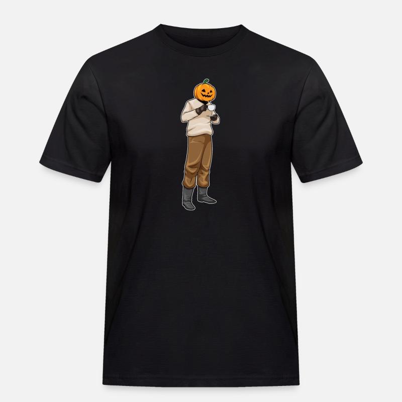 Jack O'Lantern Halloween Kaffee - Männer Workwear T-Shirt - Schwarz