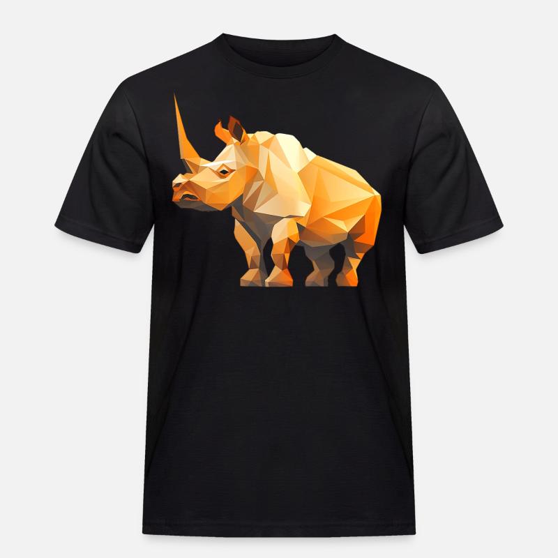 Rhino Low Poly Logo Design - Men's Workwear T-Shirt - black