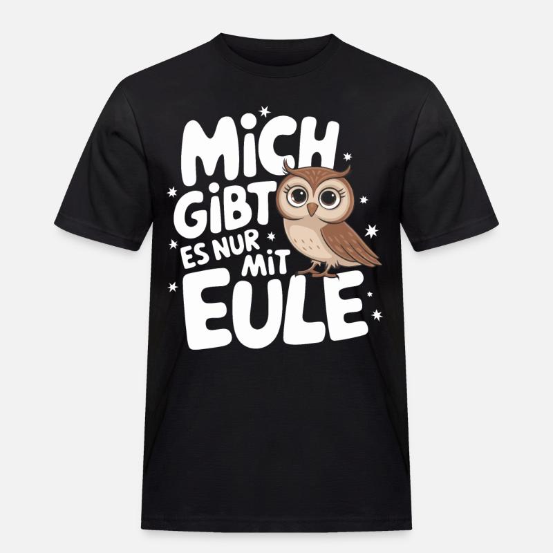Nachteule Eule Eulen Vogel - Männer Workwear T-Shirt - Schwarz