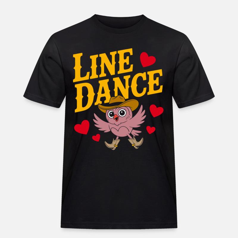 Linedance Eule mit Hut - Männer Workwear T-Shirt - Schwarz