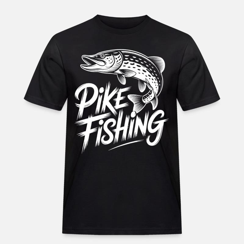 Springender Hecht - Männer Workwear T-Shirt - Schwarz
