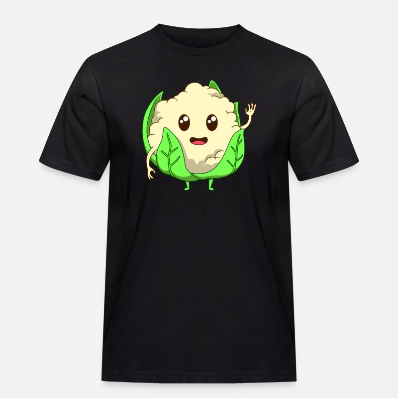 Comic Blumenkohl - Männer Workwear T-Shirt - Schwarz
