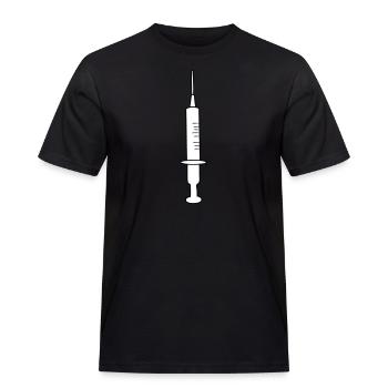 Spritze - Männer Workwear T-Shirt - Schwarz - Vorne - AI Model Male 178 light (178cm)
