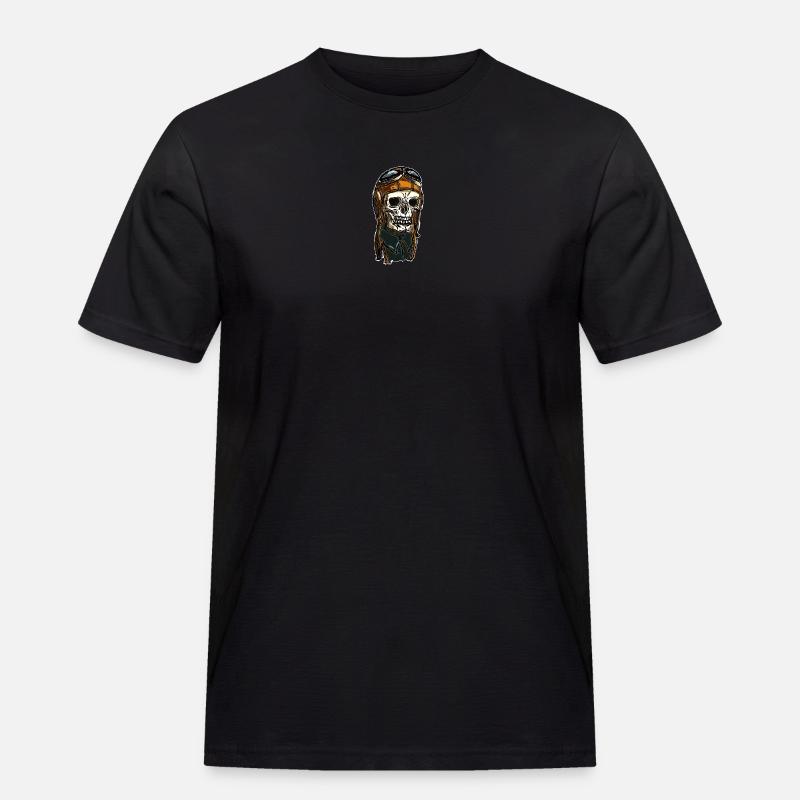 Skull mit Helmkappe - Männer Workwear T-Shirt - Schwarz