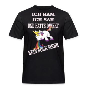 Kotzendes Einhorn Regenbogen - Männer Workwear T-Shirt - Schwarz - Vorne - AI Model Male 178 light (178cm)