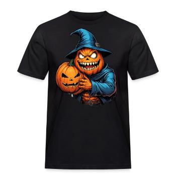 Halloween - Pumpkin Horror on Walpurgis Night - Men's Workwear T-Shirt - black - Front - AI Model Male 178 light (178cm)