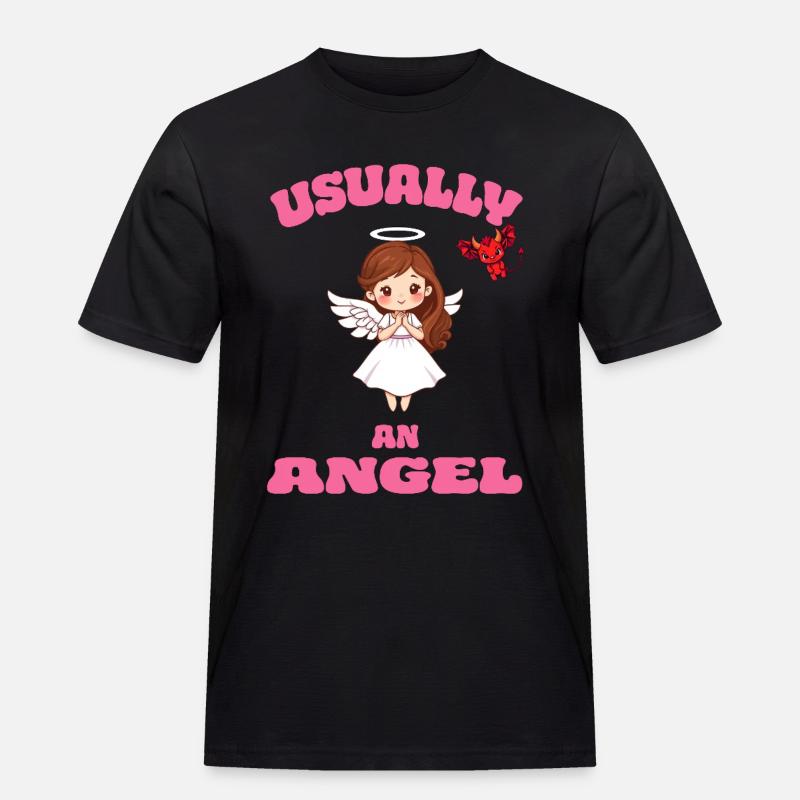 Angel or Devil - Männer Workwear T-Shirt - Schwarz